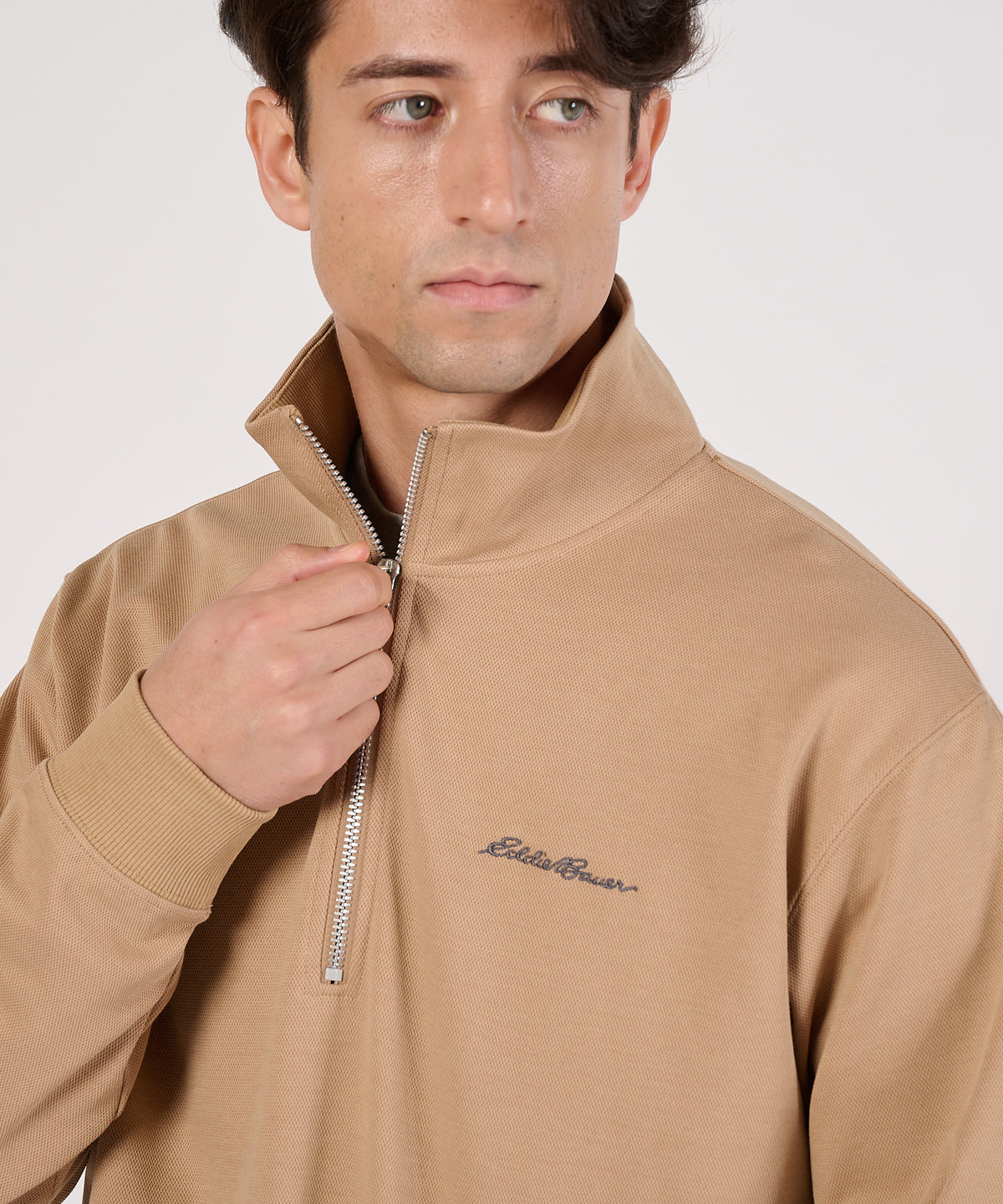 【通常配送】ダブルフェイスカノコハーフジップモック/W-PIQUE HALF ZIP MOCK