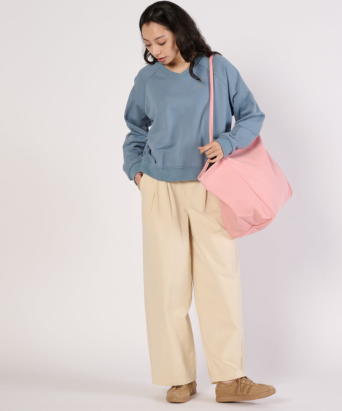 リラックスフィット長袖Vネックプルオーバー/RELAX FIT LS V-NECK PULLOVER