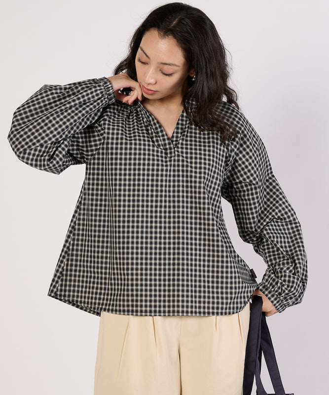 【通常配送】スプリットネックポップオーバーブラウス/SPLITNECK POPOVER BLOUSE