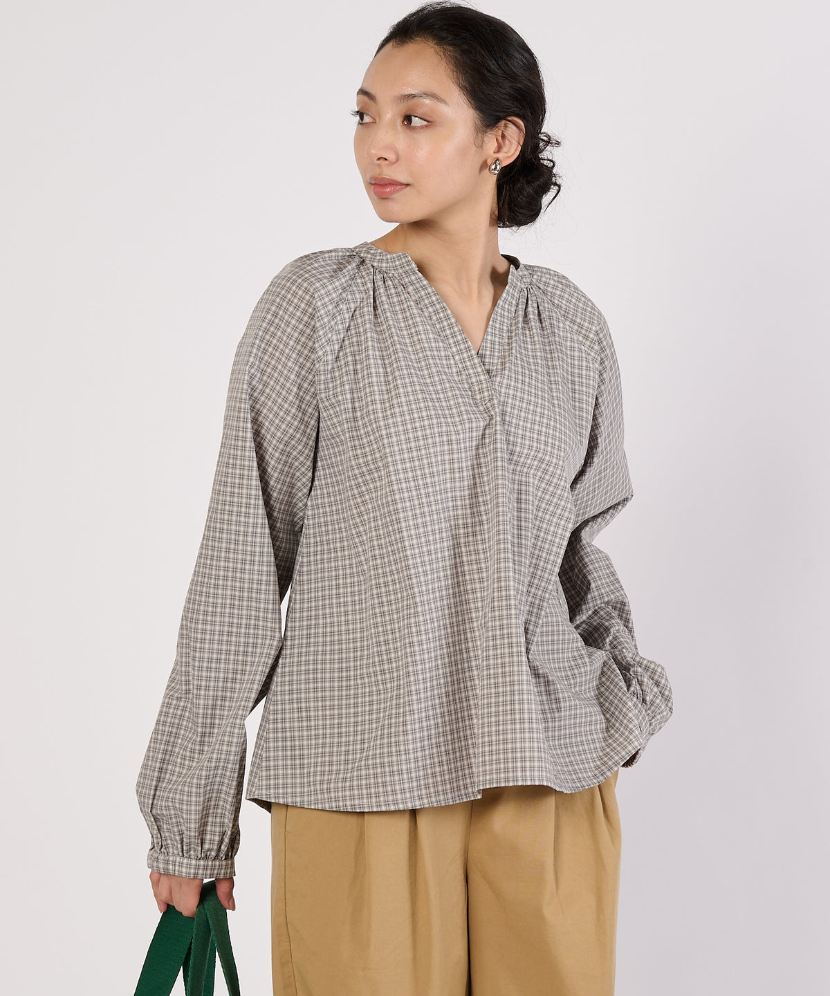 【通常配送】スプリットネックポップオーバーブラウス/SPLITNECK POPOVER BLOUSE