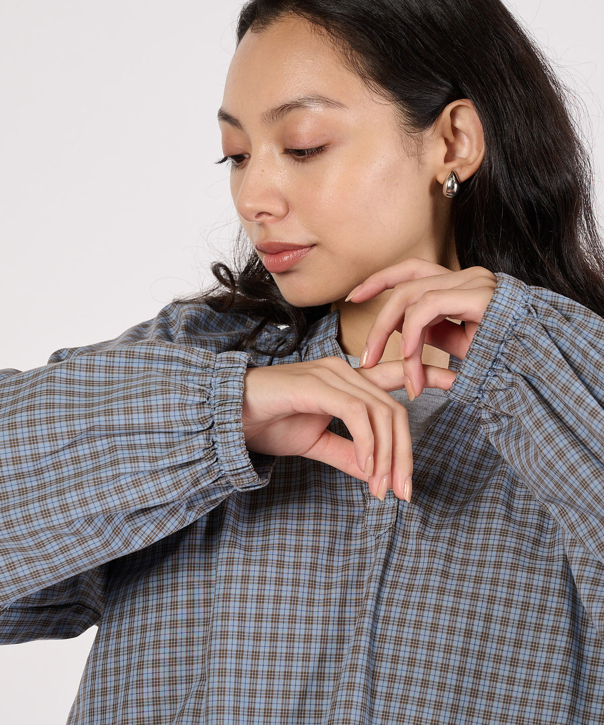 【通常配送】スプリットネックポップオーバーブラウス/SPLITNECK POPOVER BLOUSE