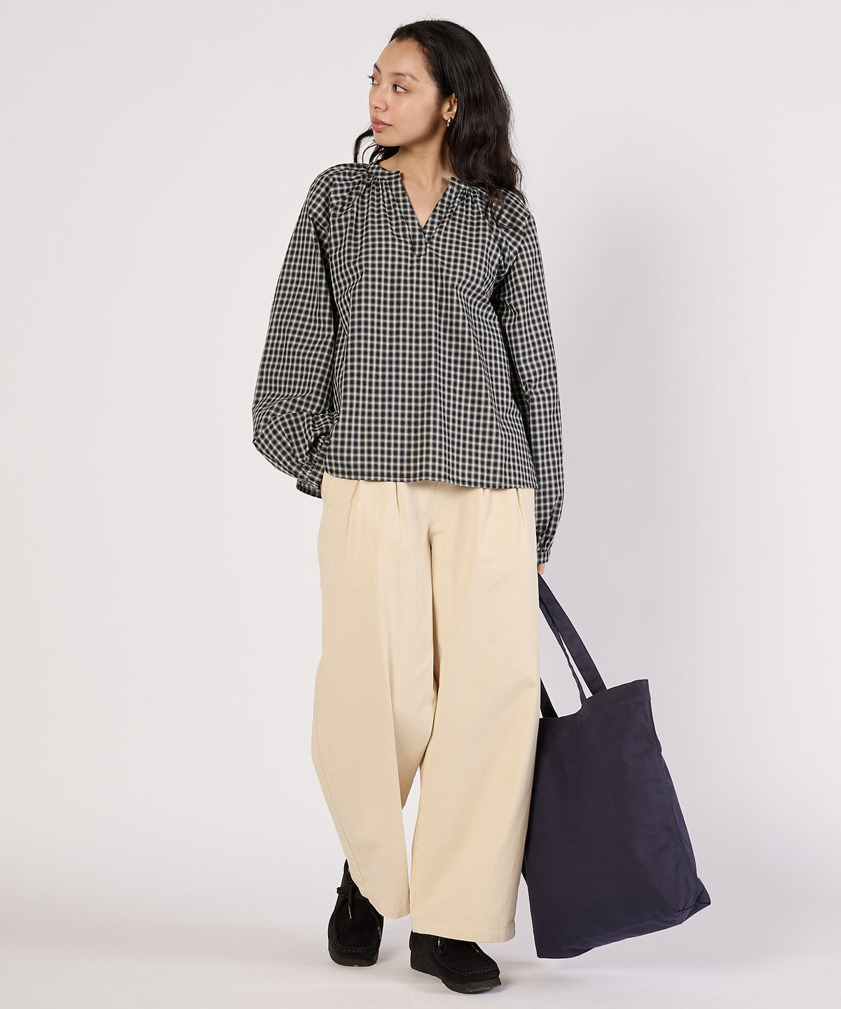 【通常配送】スプリットネックポップオーバーブラウス/SPLITNECK POPOVER BLOUSE