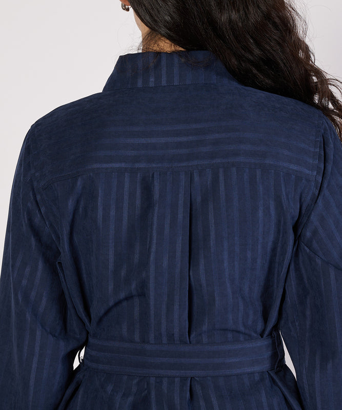 ヘリンボーンライクシャツワンピース/HERRINGBONE LIKE SHIRT DRESS