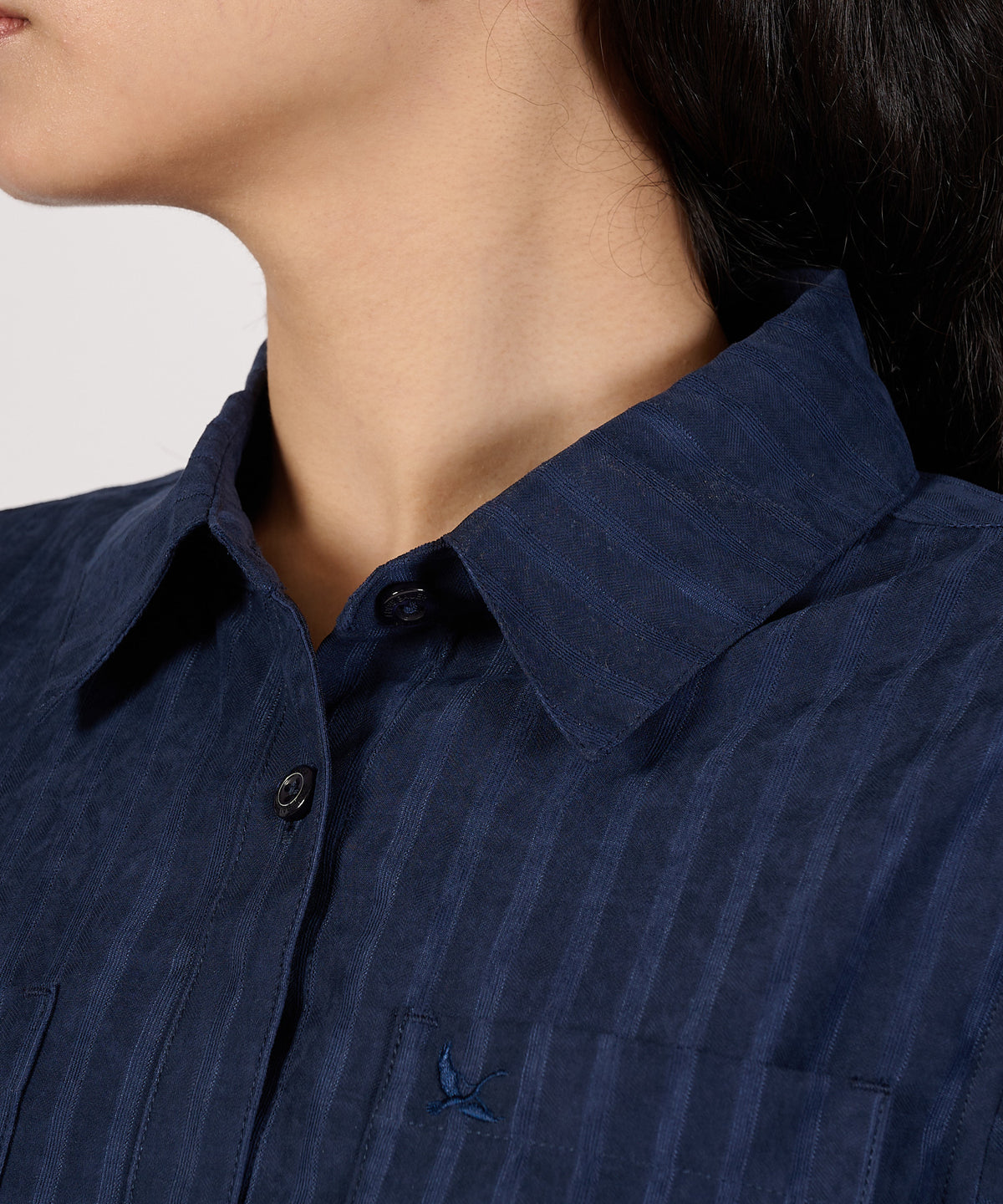 ヘリンボーンライクシャツワンピース/HERRINGBONE LIKE SHIRT DRESS