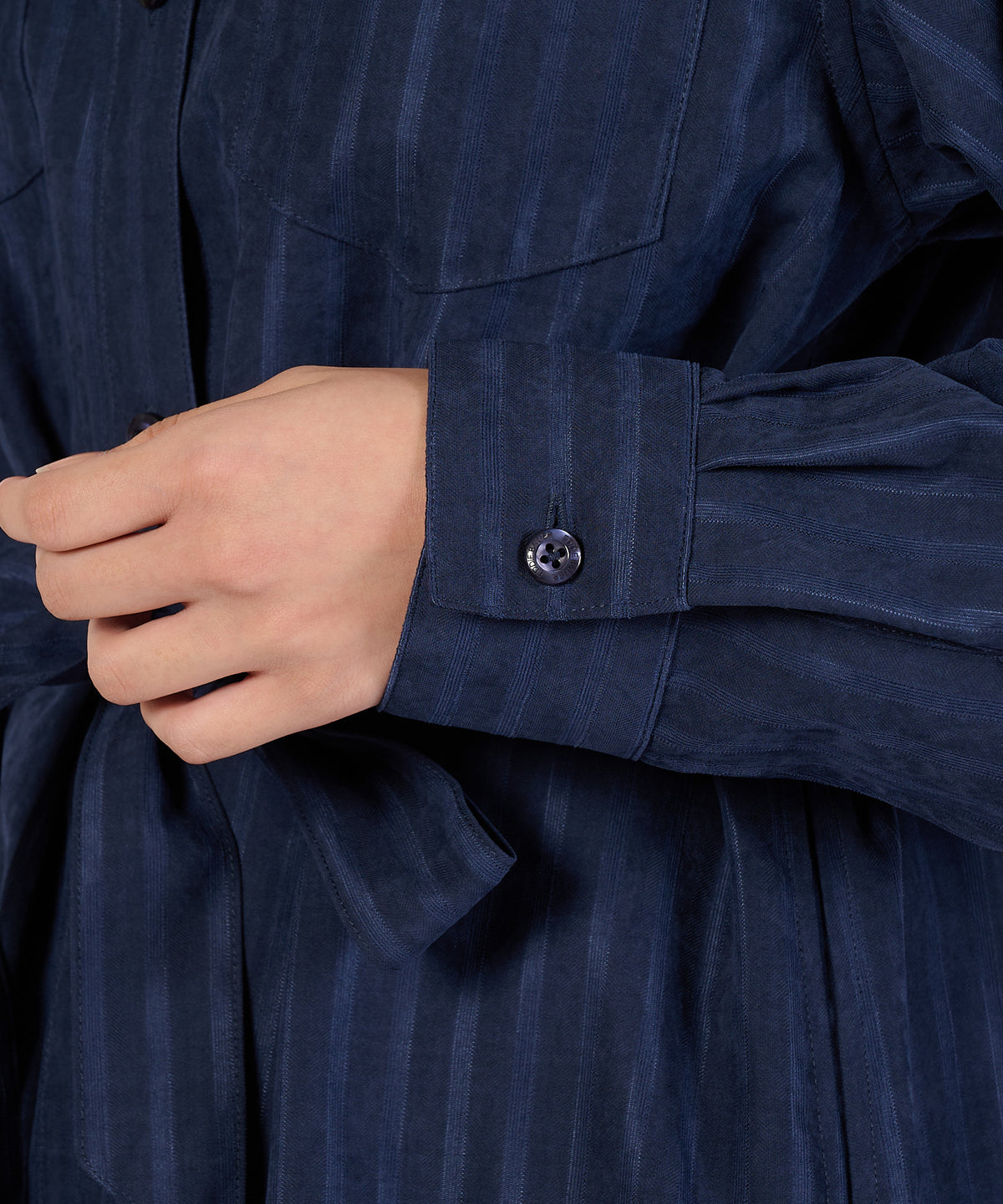ヘリンボーンライクシャツワンピース/HERRINGBONE LIKE SHIRT DRESS