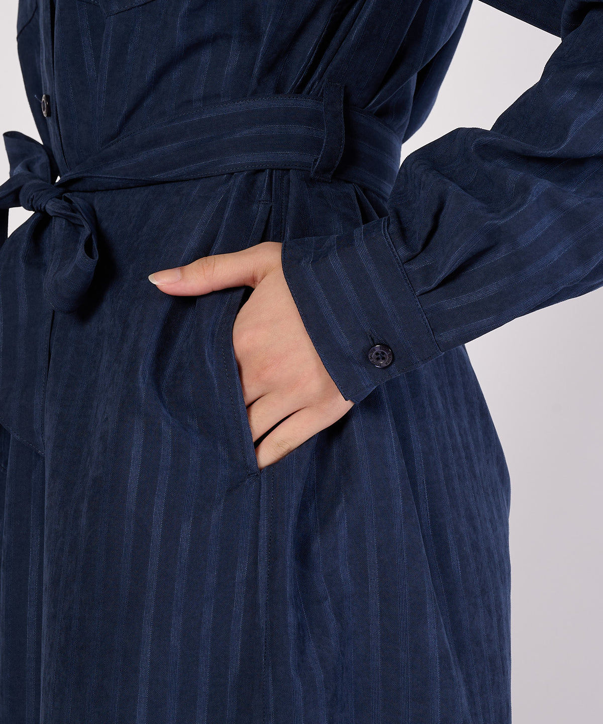 ヘリンボーンライクシャツワンピース/HERRINGBONE LIKE SHIRT DRESS