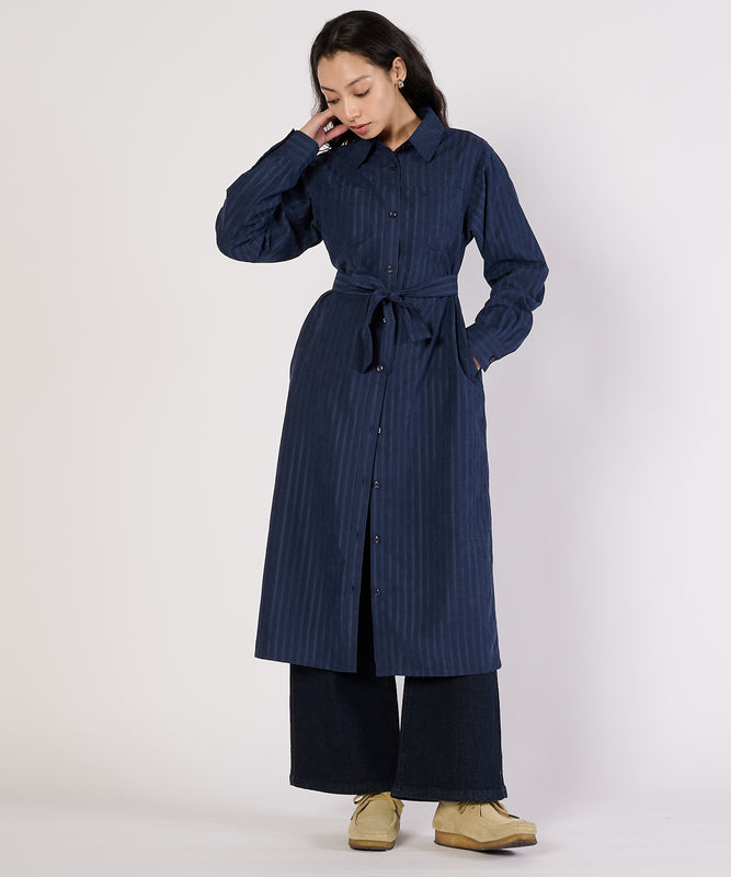 ヘリンボーンライクシャツワンピース/HERRINGBONE LIKE SHIRT DRESS