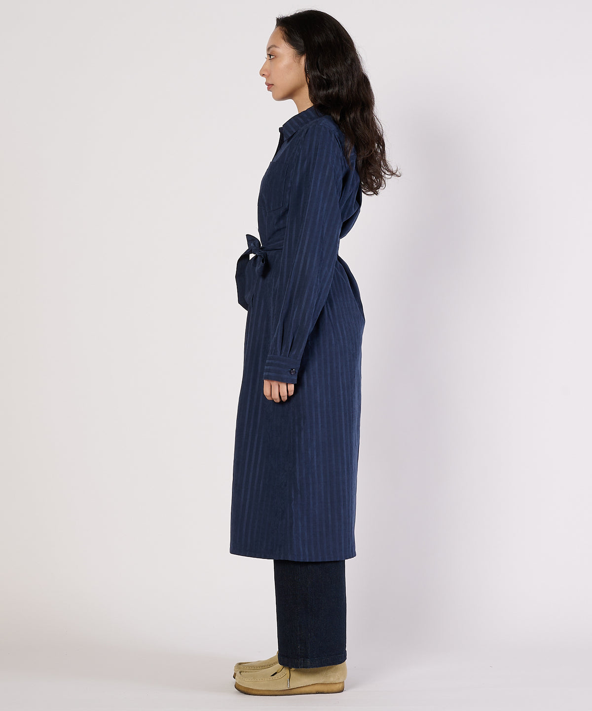 ヘリンボーンライクシャツワンピース/HERRINGBONE LIKE SHIRT DRESS