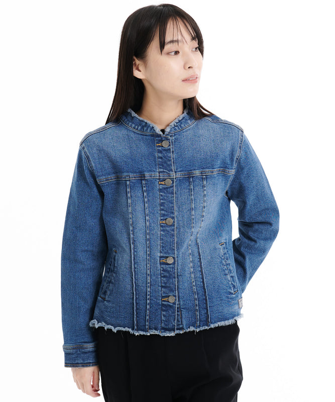 【TIME SALE】 カラーレス デニムジャケット/COLLARLESS DENIM JKT