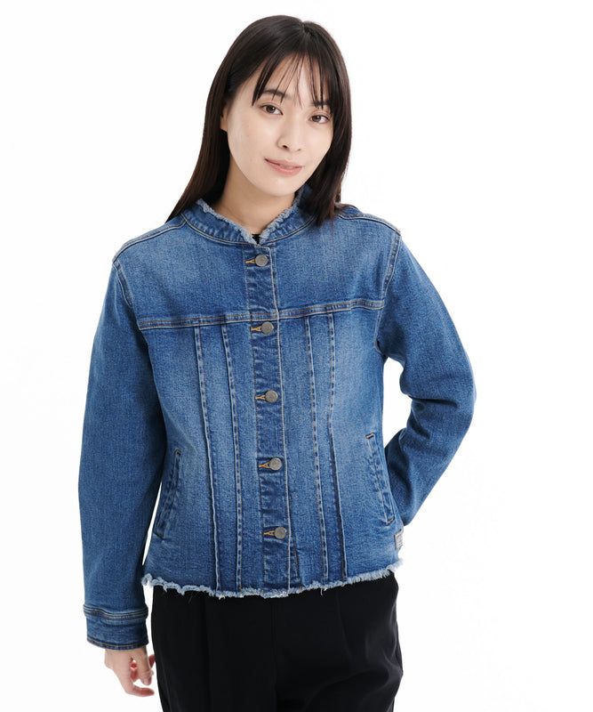 【TIME SALE】 カラーレス デニムジャケット/COLLARLESS DENIM JKT