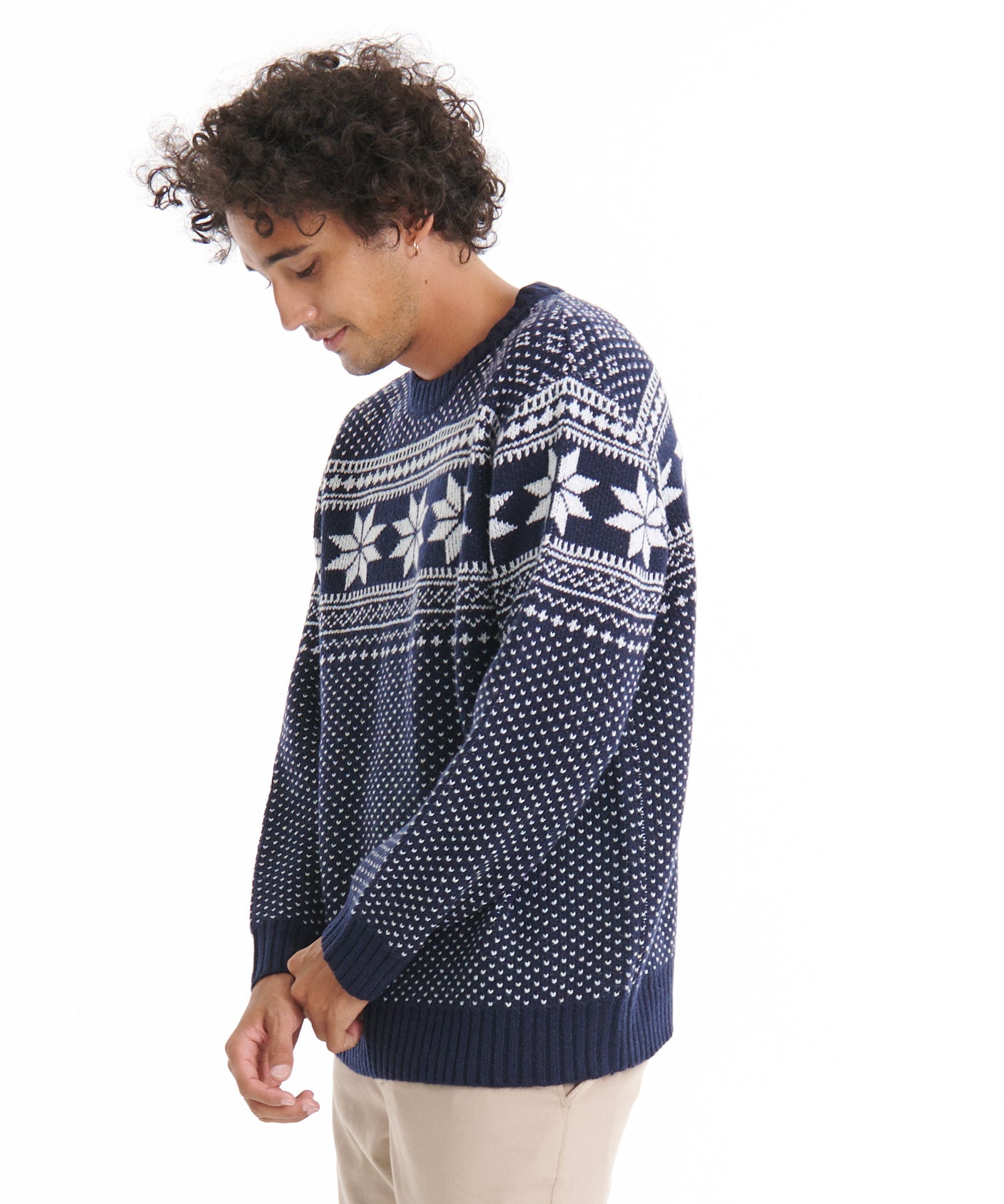 ウール混 ジャガード セーター/WOOL MIX JAQUARD SWEATER