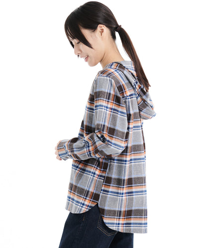 コットンフランネル フード付シャツ/COTTON FLANNEL HOODED SHIRT
