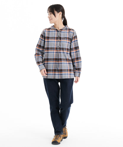 コットンフランネル フード付シャツ/COTTON FLANNEL HOODED SHIRT
