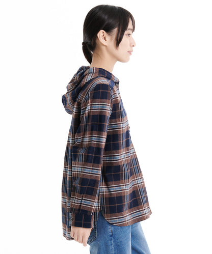 コットンフランネル フード付シャツ/COTTON FLANNEL HOODED SHIRT