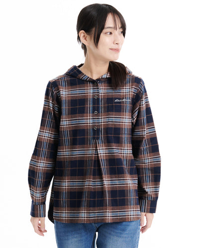 コットンフランネル フード付シャツ/COTTON FLANNEL HOODED SHIRT