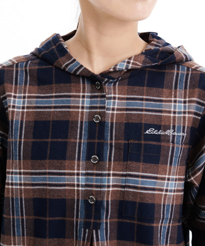 コットンフランネル フード付シャツ/COTTON FLANNEL HOODED SHIRT