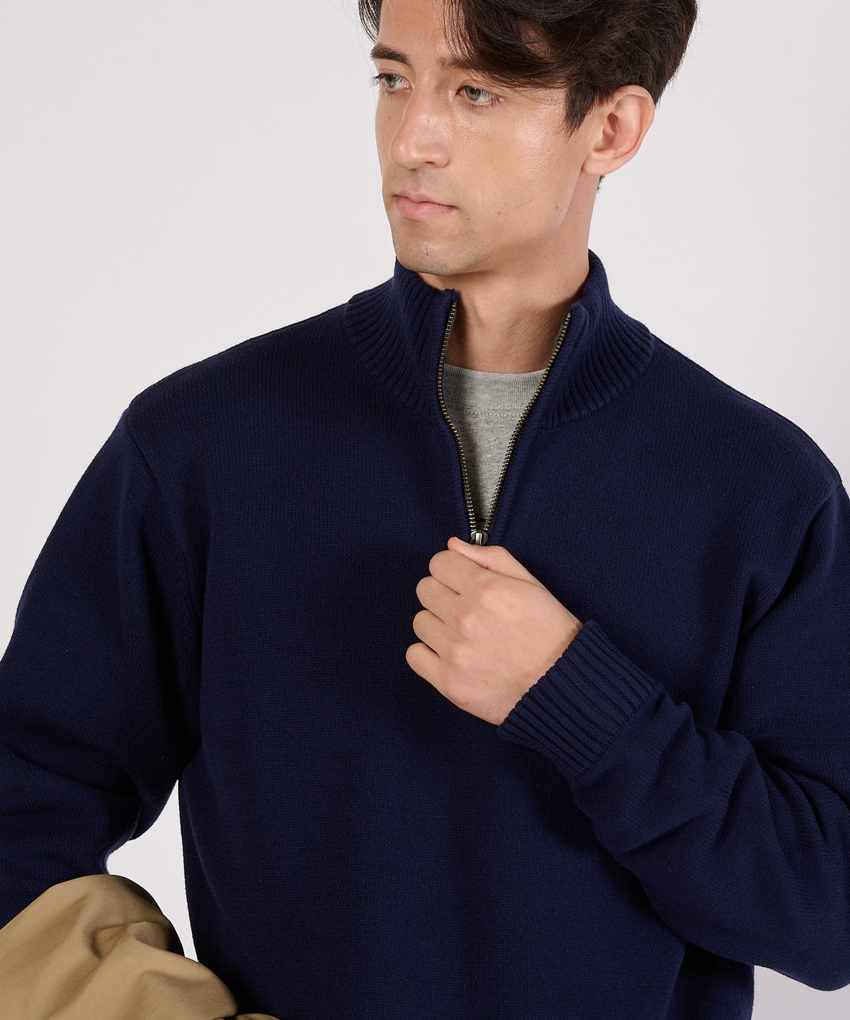 クォータージップ モックセーター/QUARTER ZIP MOCK SWEATER