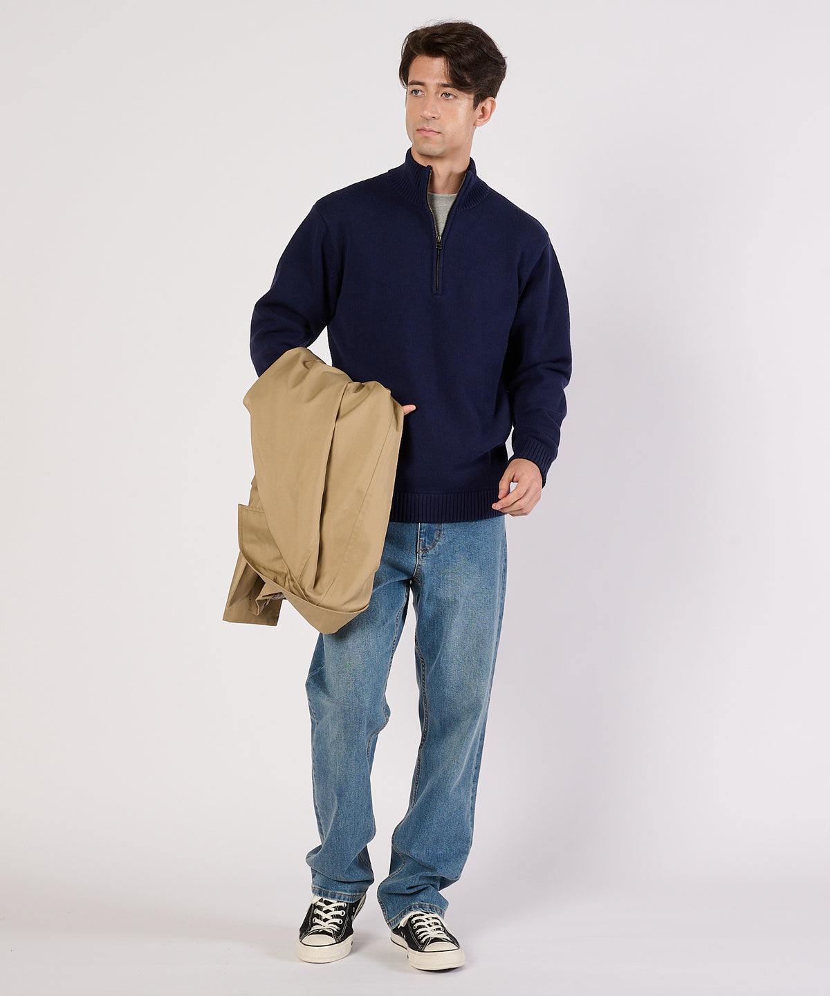 クォータージップ モックセーター/QUARTER ZIP MOCK SWEATER
