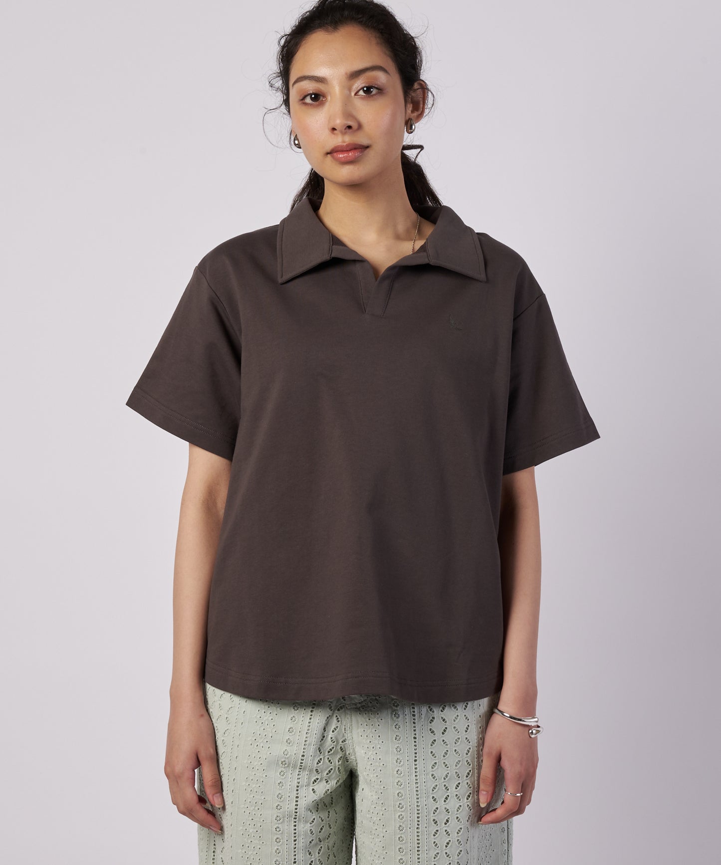 オープンカラー Tシャツ/OPEN COLLAR TEE