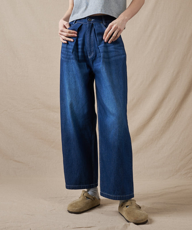 【予約】フロントタック ワイドデニムパンツ/FRONT TUCK WIDE DENIM PANTS