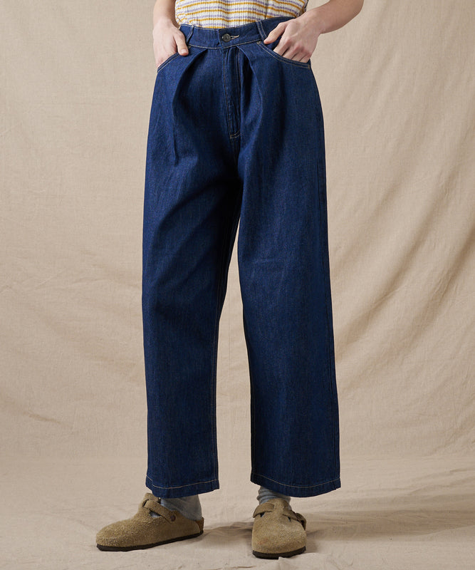 【予約】フロントタック ワイドデニムパンツ/FRONT TUCK WIDE DENIM PANTS