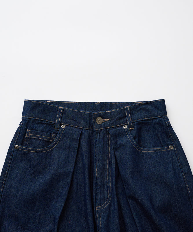 【予約】フロントタック ワイドデニムパンツ/FRONT TUCK WIDE DENIM PANTS