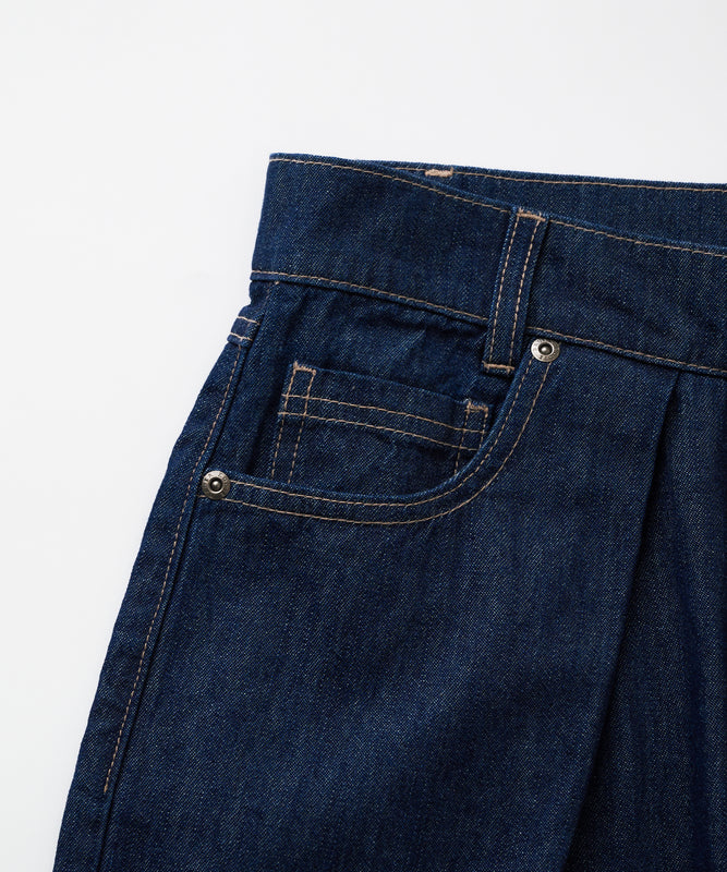 【予約】フロントタック ワイドデニムパンツ/FRONT TUCK WIDE DENIM PANTS