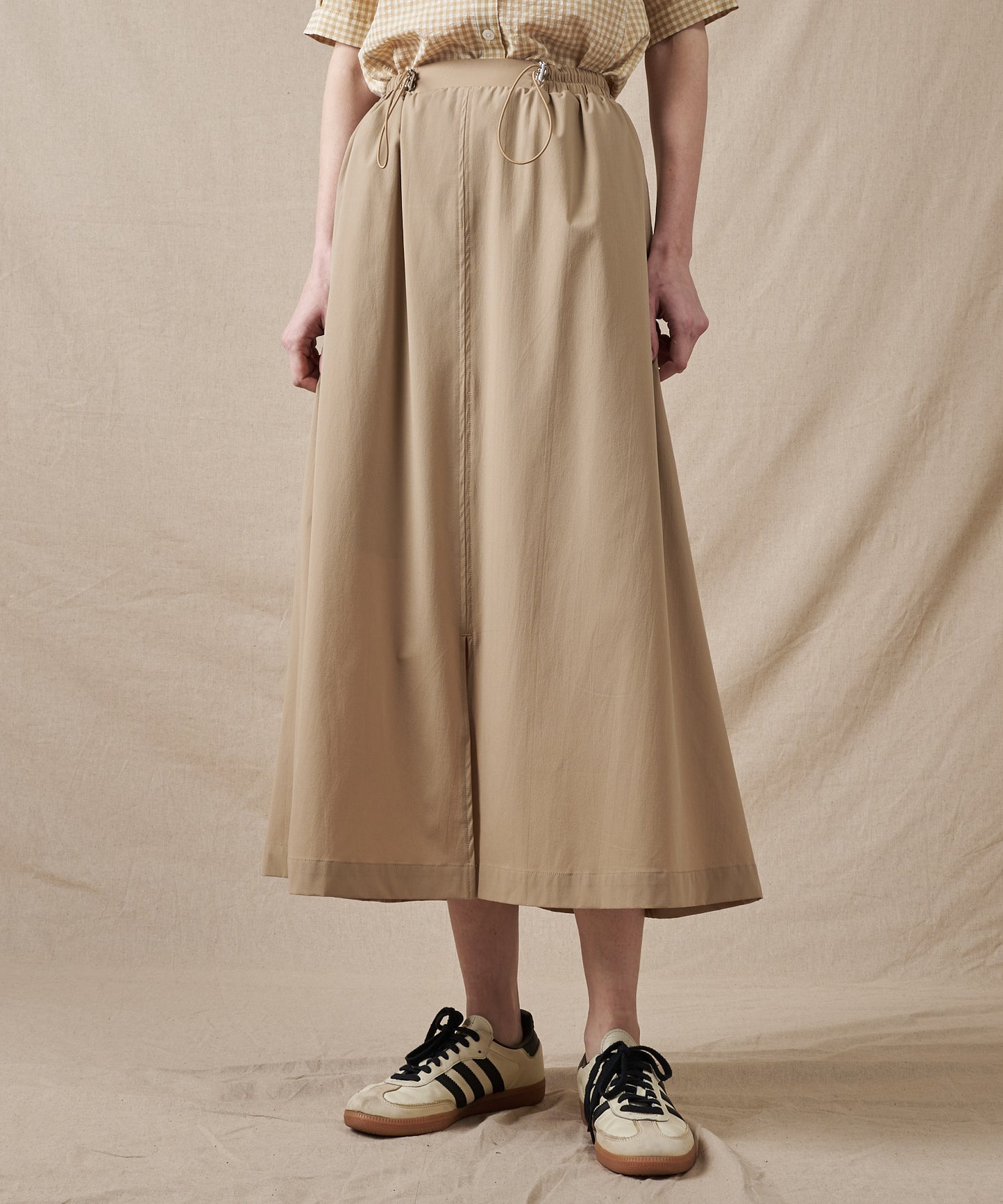 コーテッド ドローストリング スカート/COATED DRAWSTRING SKIRT