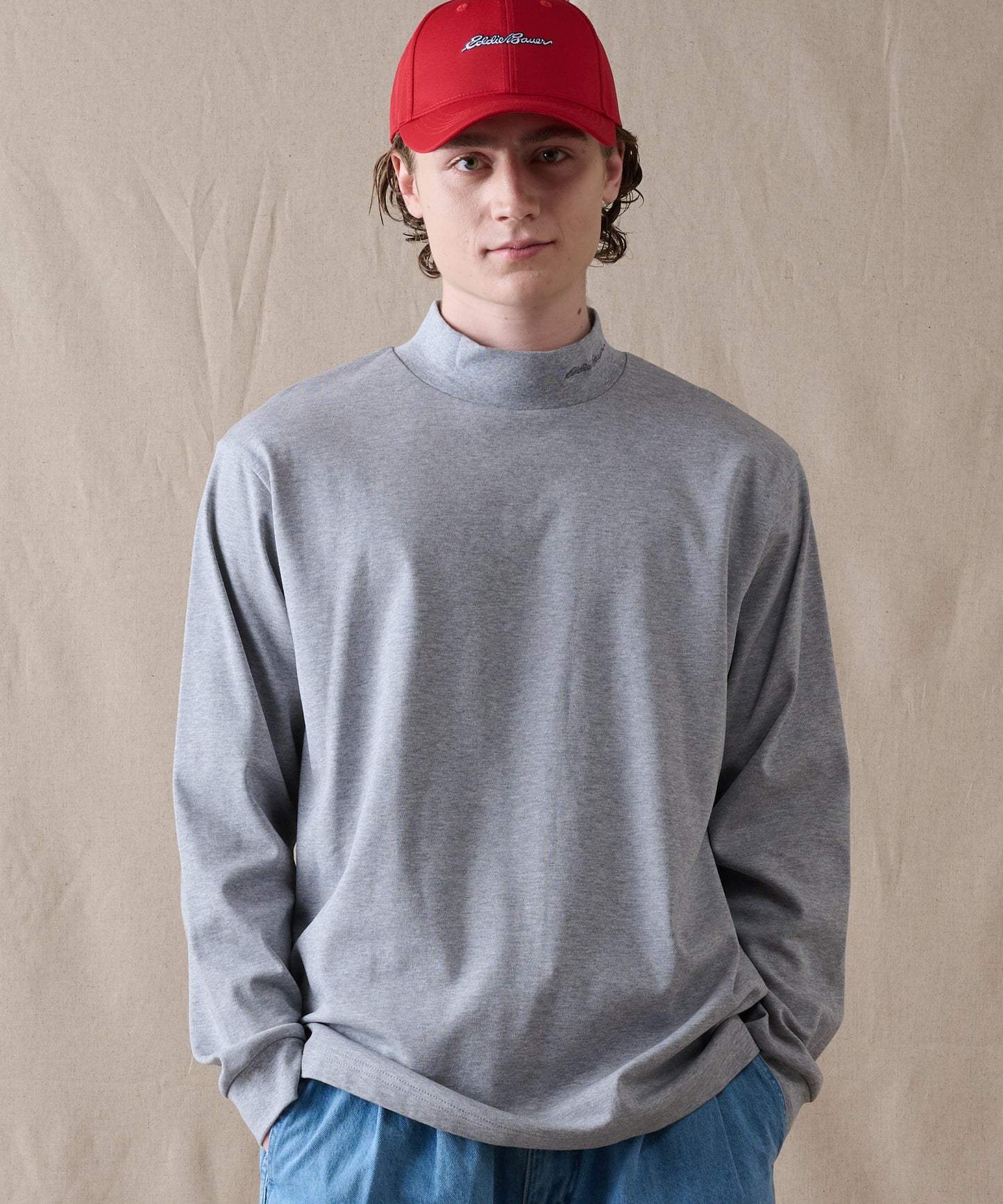 スムース モックネック 長袖Tシャツ/SMOOTH MOCK NECK LS TEE