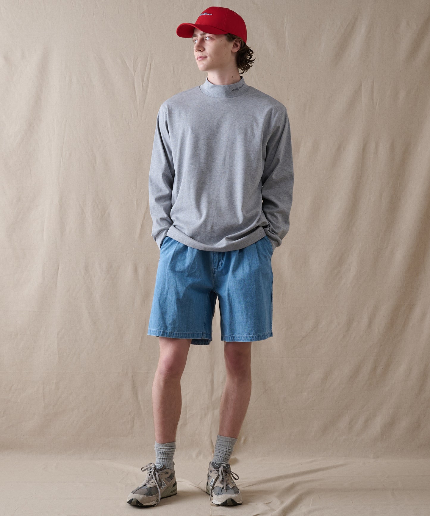 スムース モックネック 長袖Tシャツ/SMOOTH MOCK NECK LS TEE