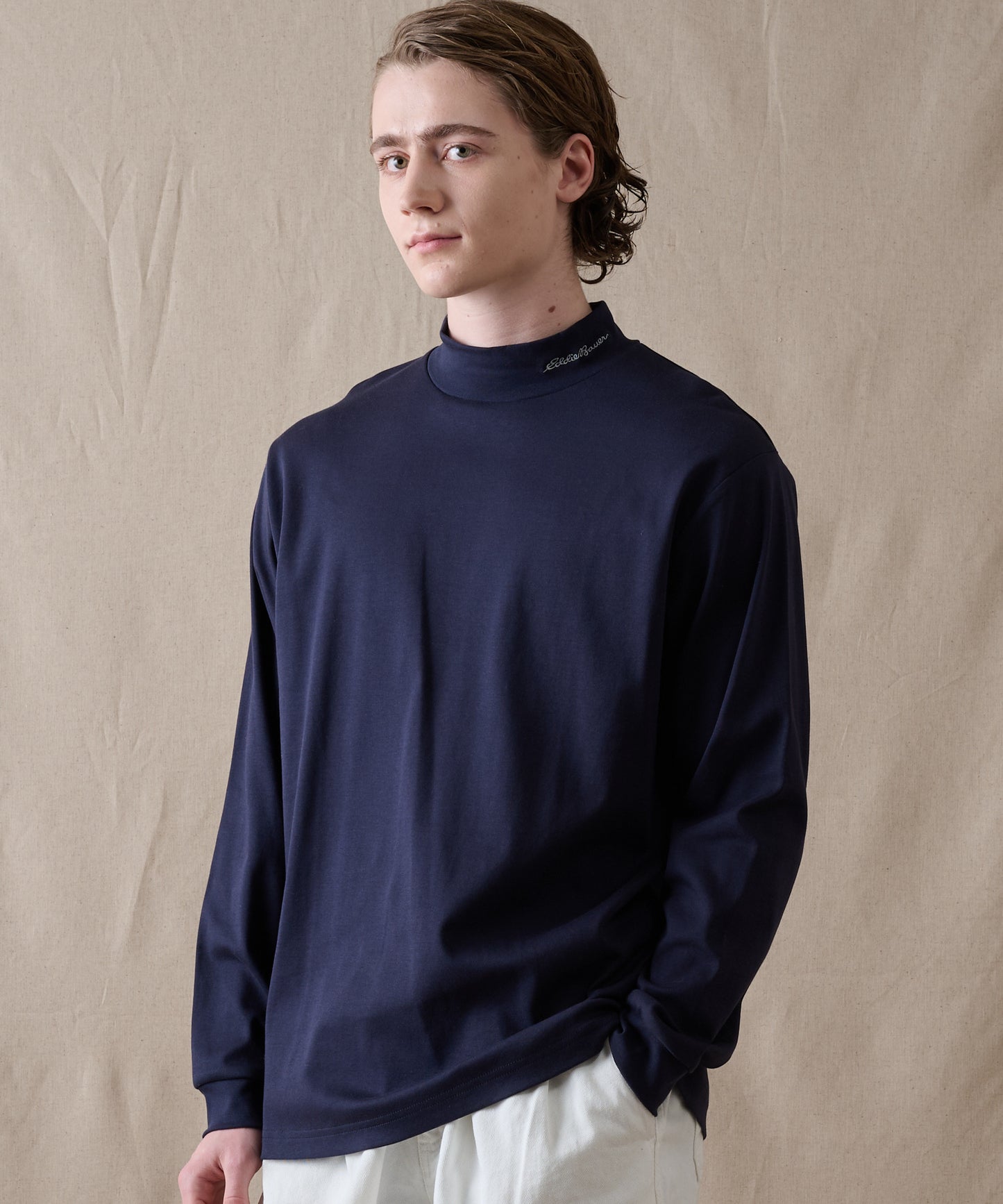 スムース モックネック 長袖Tシャツ/SMOOTH MOCK NECK LS TEE
