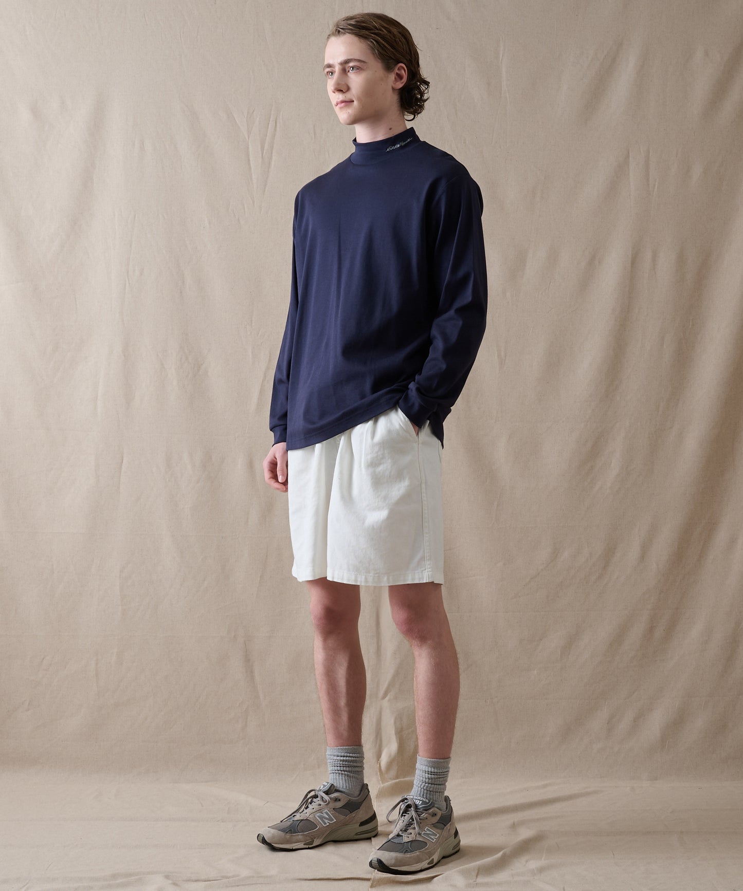 スムース モックネック 長袖Tシャツ/SMOOTH MOCK NECK LS TEE