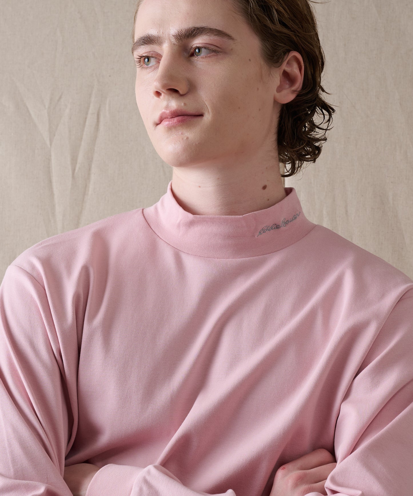スムース モックネック 長袖Tシャツ/SMOOTH MOCK NECK LS TEE