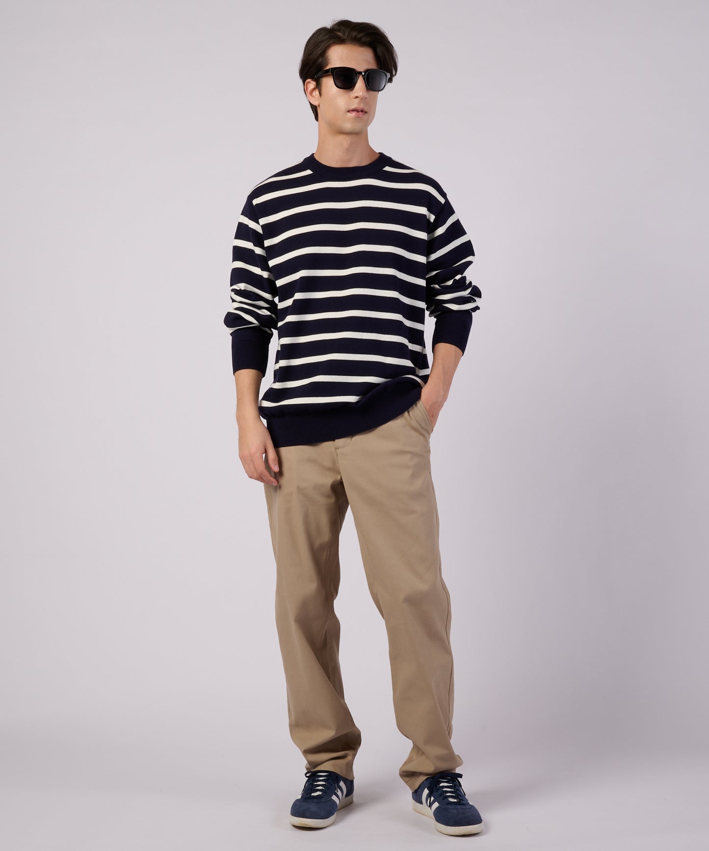 ナローボーダー ニットクルー/NARROW BORDER KNIT CREW