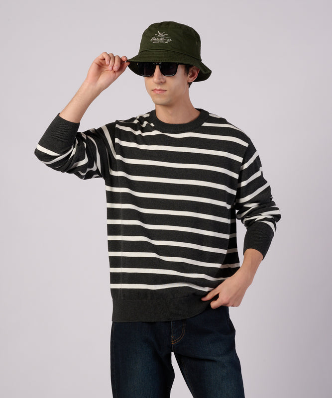 ナローボーダー ニットクルー/NARROW BORDER KNIT CREW