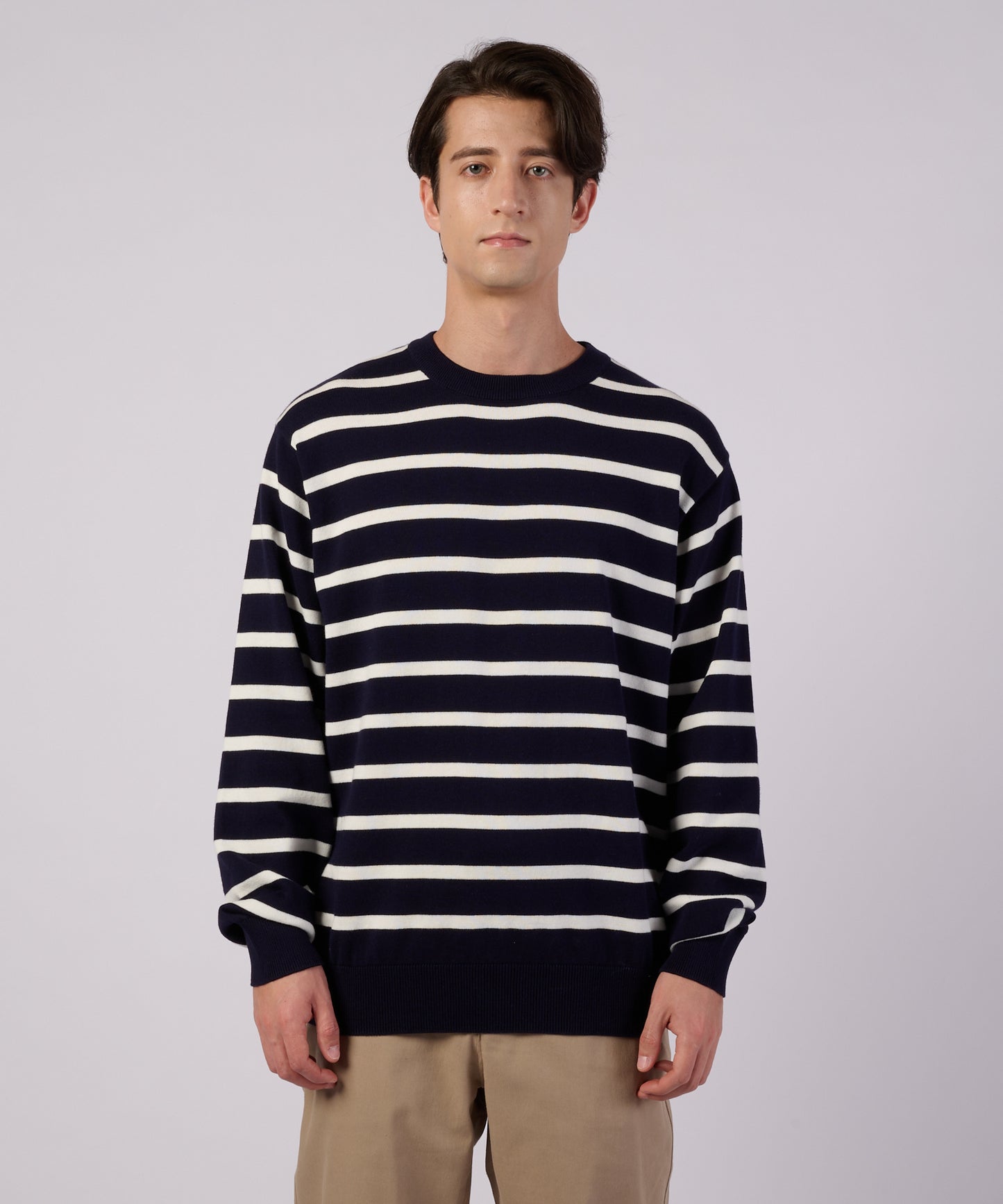 ナローボーダー ニットクルー/NARROW BORDER KNIT CREW