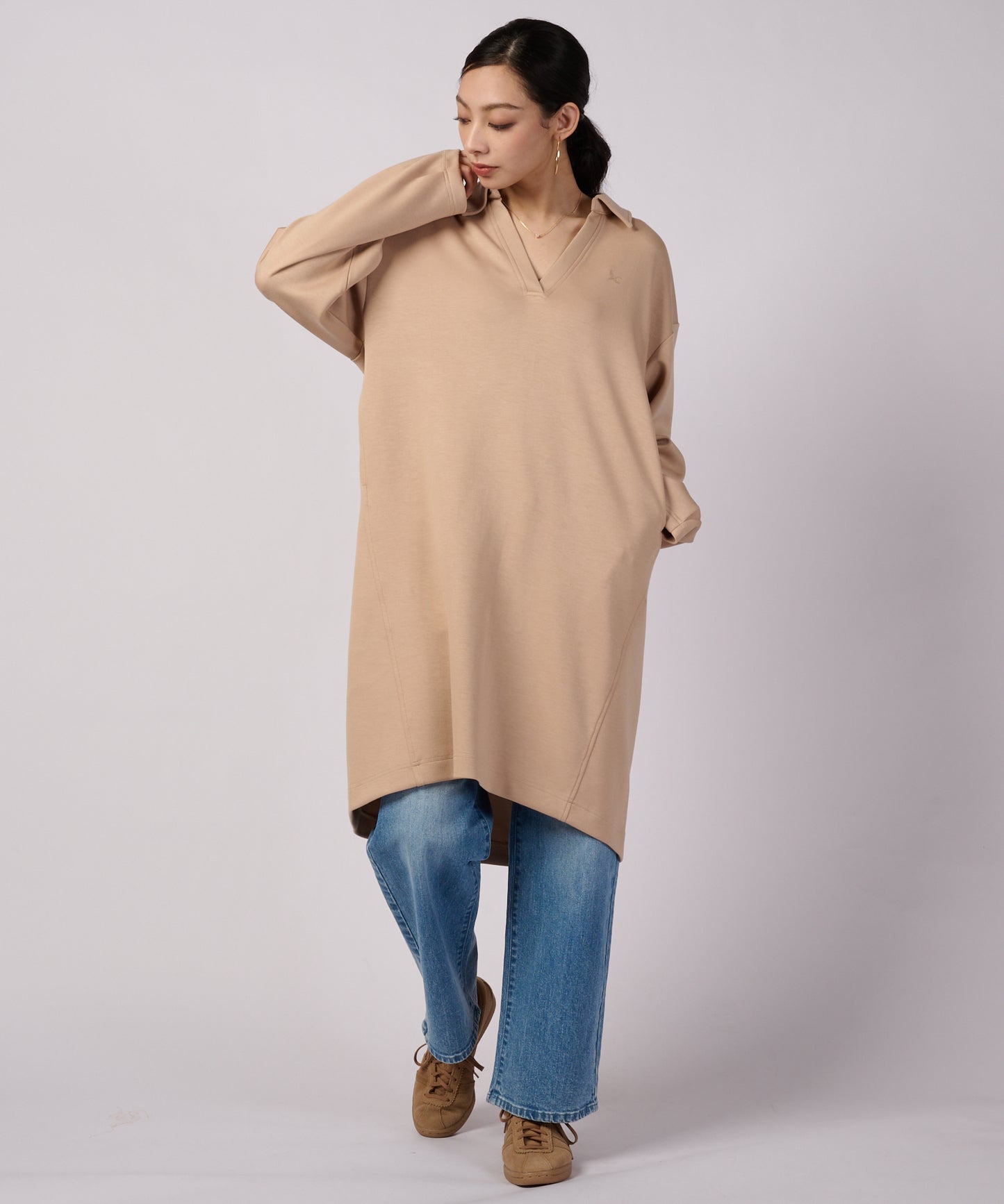カラー スキッパー 長袖ワンピース/COLLARED SKIPPER LS DRESS