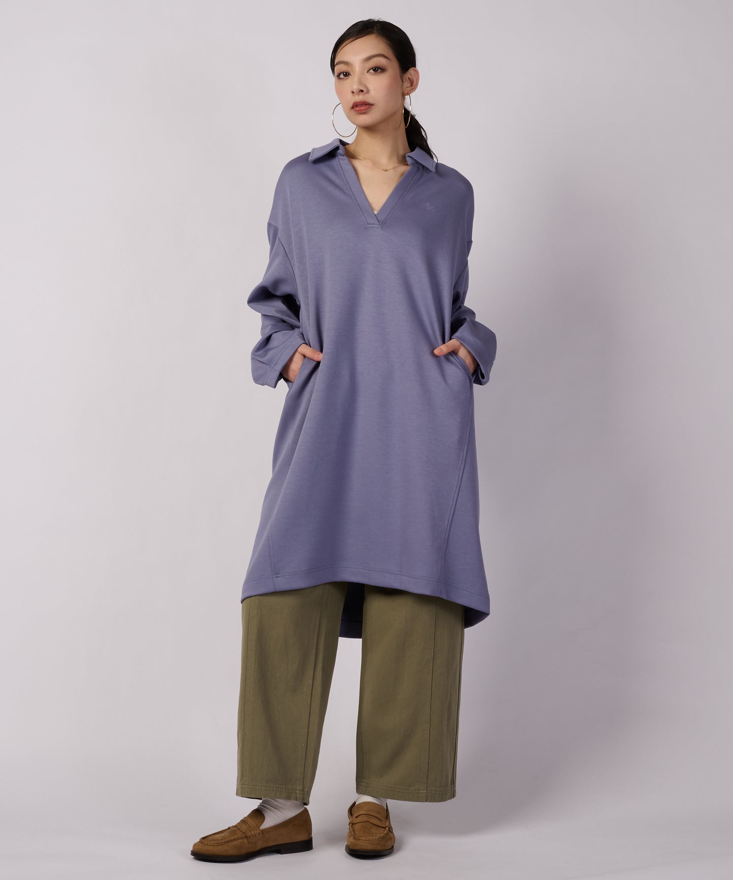 カラー スキッパー 長袖ワンピース/COLLARED SKIPPER LS DRESS