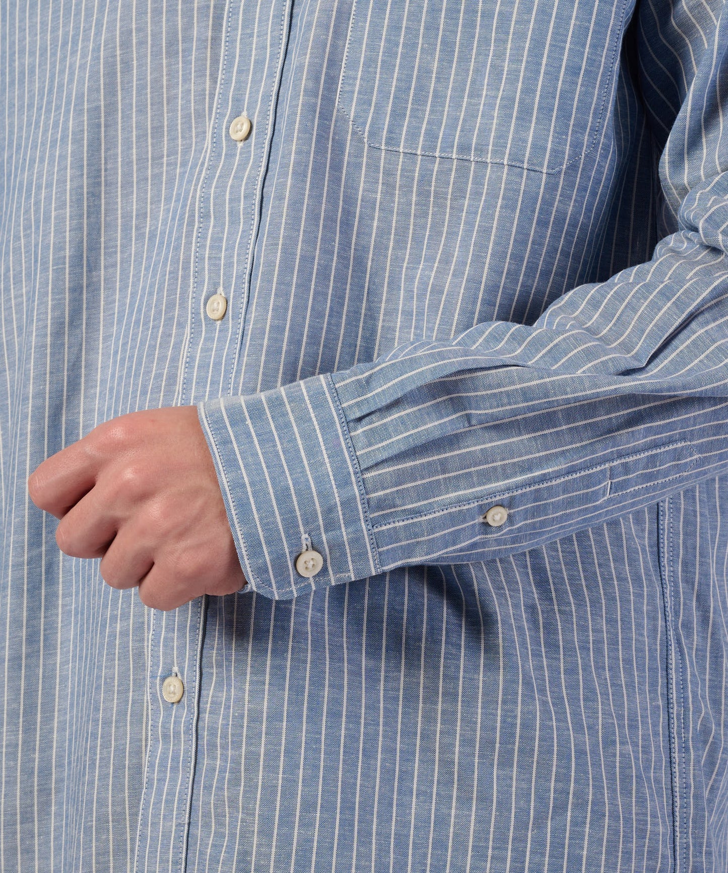コットンリネン 長袖 ストライプシャツ/LS COTTON/LINEN STRIPE SHIRT