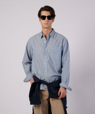 コットンリネン 長袖 ストライプシャツ/LS COTTON/LINEN STRIPE SHIRT