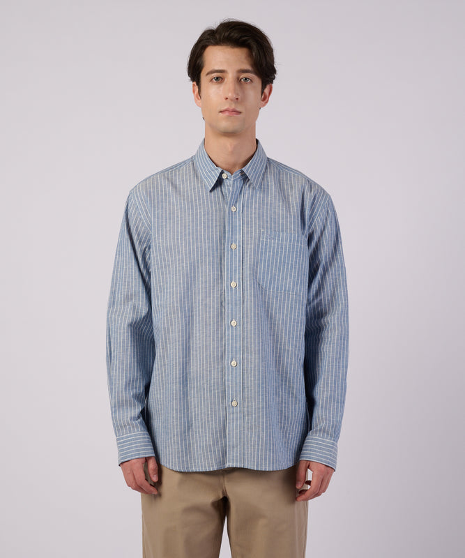 コットンリネン 長袖 ストライプシャツ/LS COTTON/LINEN STRIPE SHIRT
