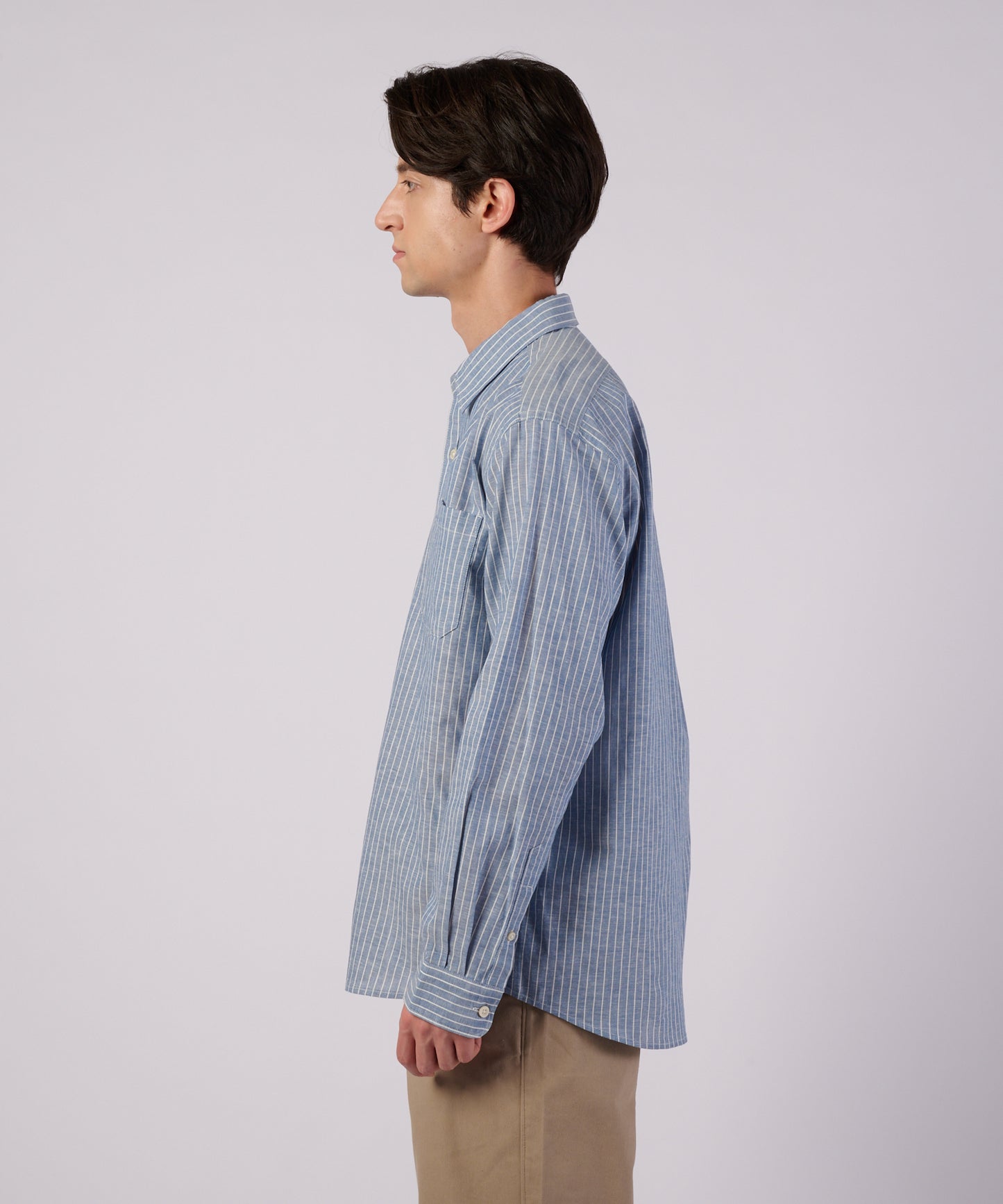 コットンリネン 長袖 ストライプシャツ/LS COTTON/LINEN STRIPE SHIRT