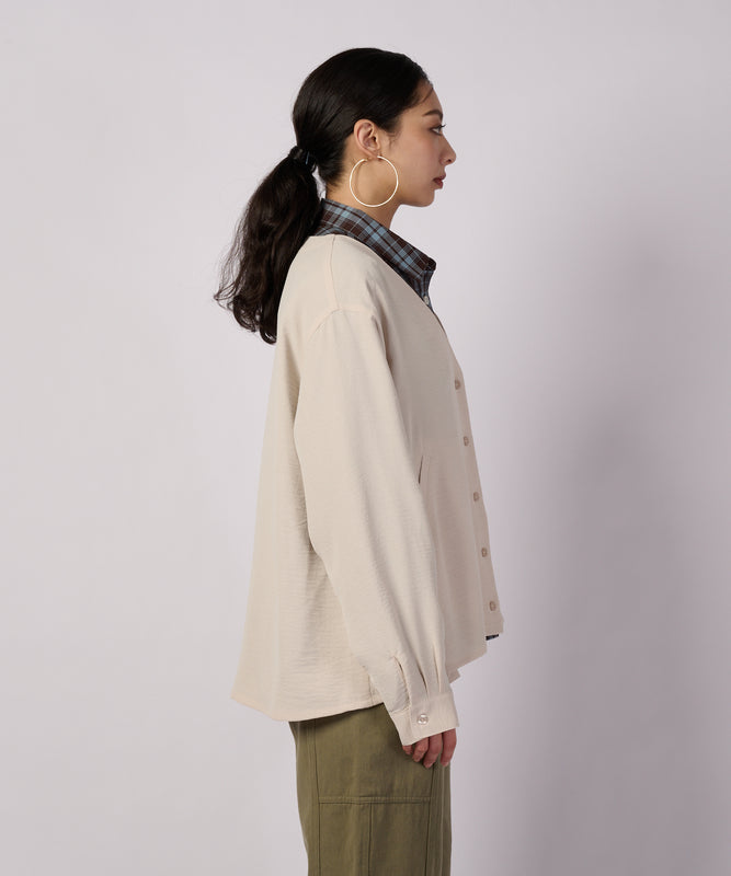 セリーン ドレープ カラーレスブラウス/SERENE DRAPE COLLARLESS BLOUSE