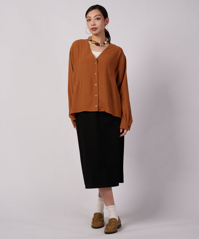 セリーン ドレープ カラーレスブラウス/SERENE DRAPE COLLARLESS BLOUSE