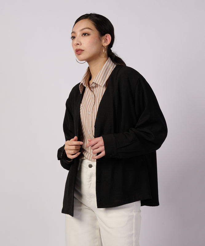 セリーン ドレープ カラーレスブラウス/SERENE DRAPE COLLARLESS BLOUSE
