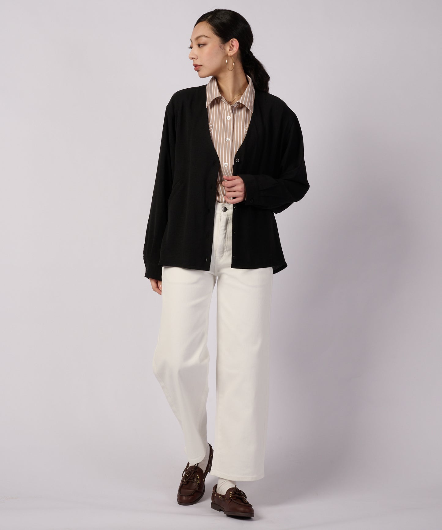 セリーン ドレープ カラーレスブラウス/SERENE DRAPE COLLARLESS BLOUSE