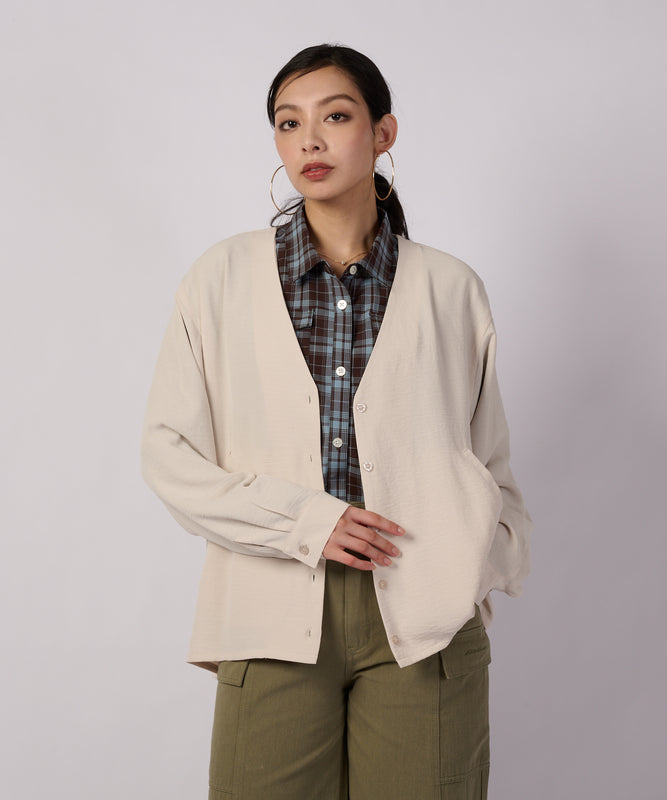 セリーン ドレープ カラーレスブラウス/SERENE DRAPE COLLARLESS BLOUSE
