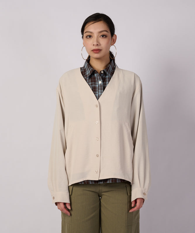 セリーン ドレープ カラーレスブラウス/SERENE DRAPE COLLARLESS BLOUSE
