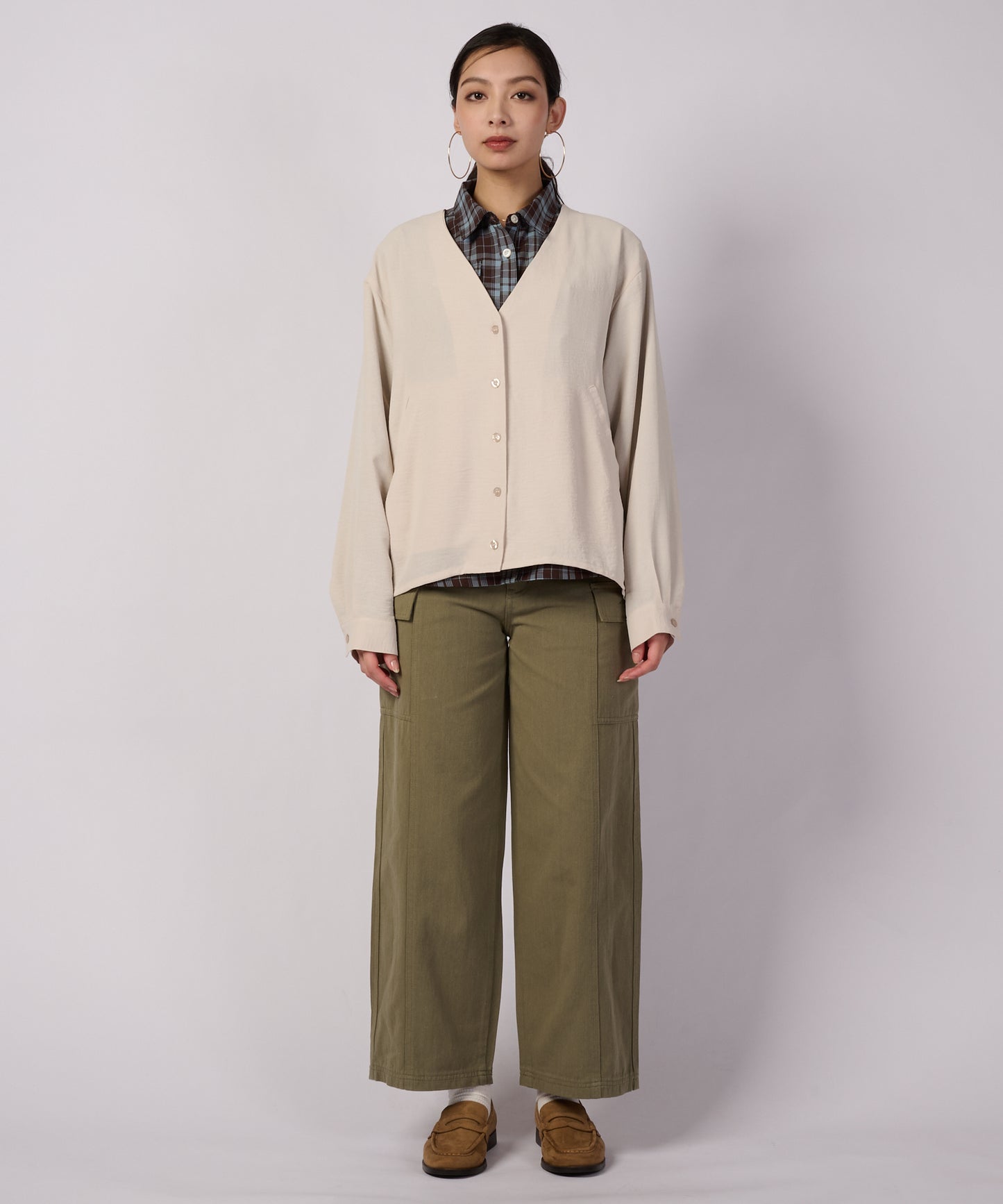 セリーン ドレープ カラーレスブラウス/SERENE DRAPE COLLARLESS BLOUSE