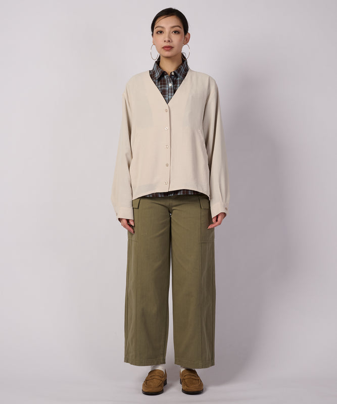 セリーン ドレープ カラーレスブラウス/SERENE DRAPE COLLARLESS BLOUSE